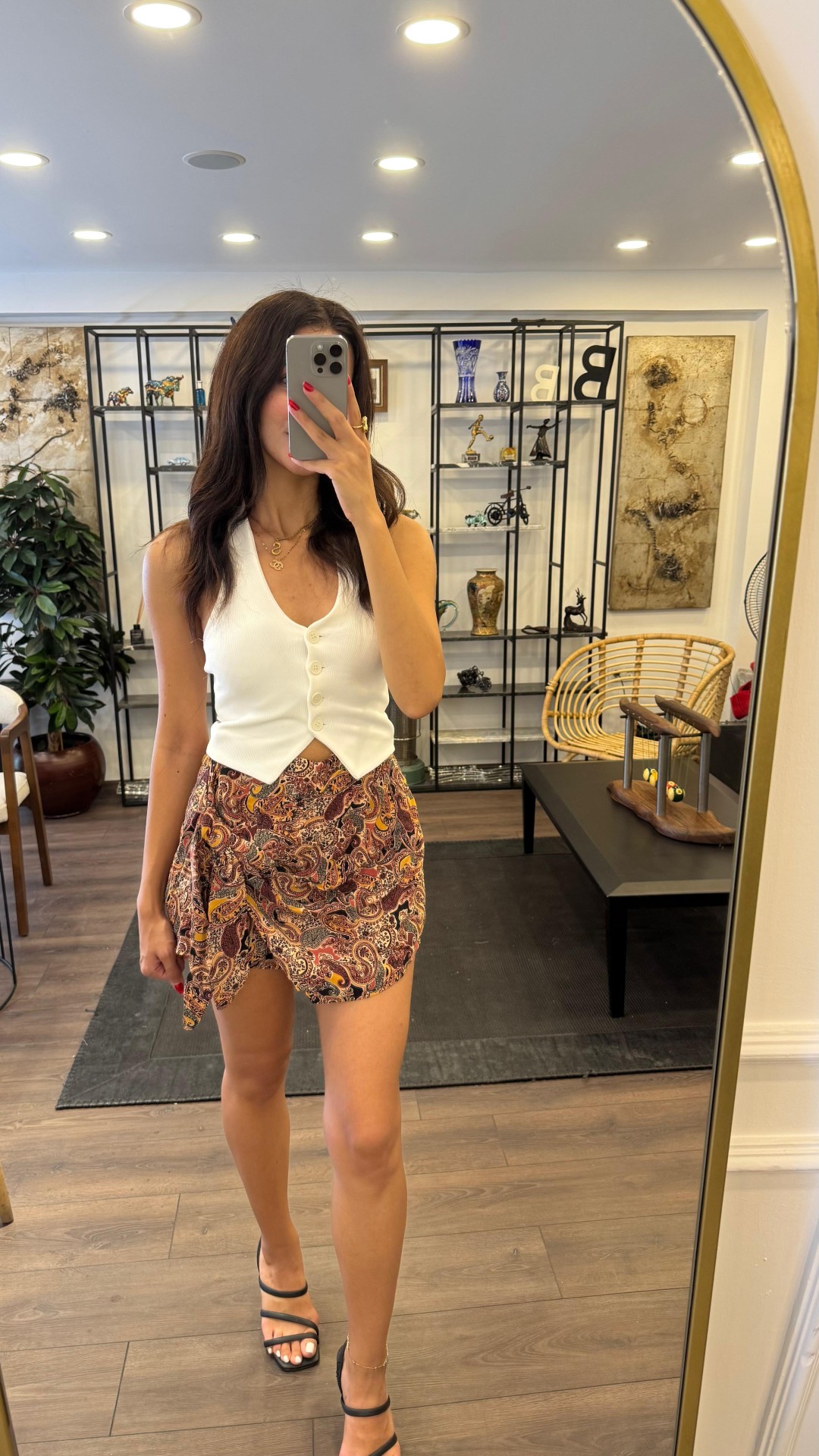 Önü Bağlamalı Şort Etek - Desenli