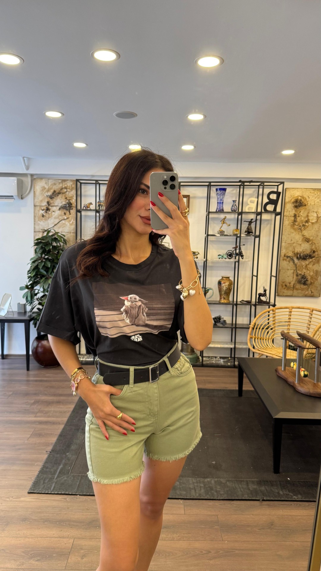 Paçası Püsküllü Kemerli Şort - Haki