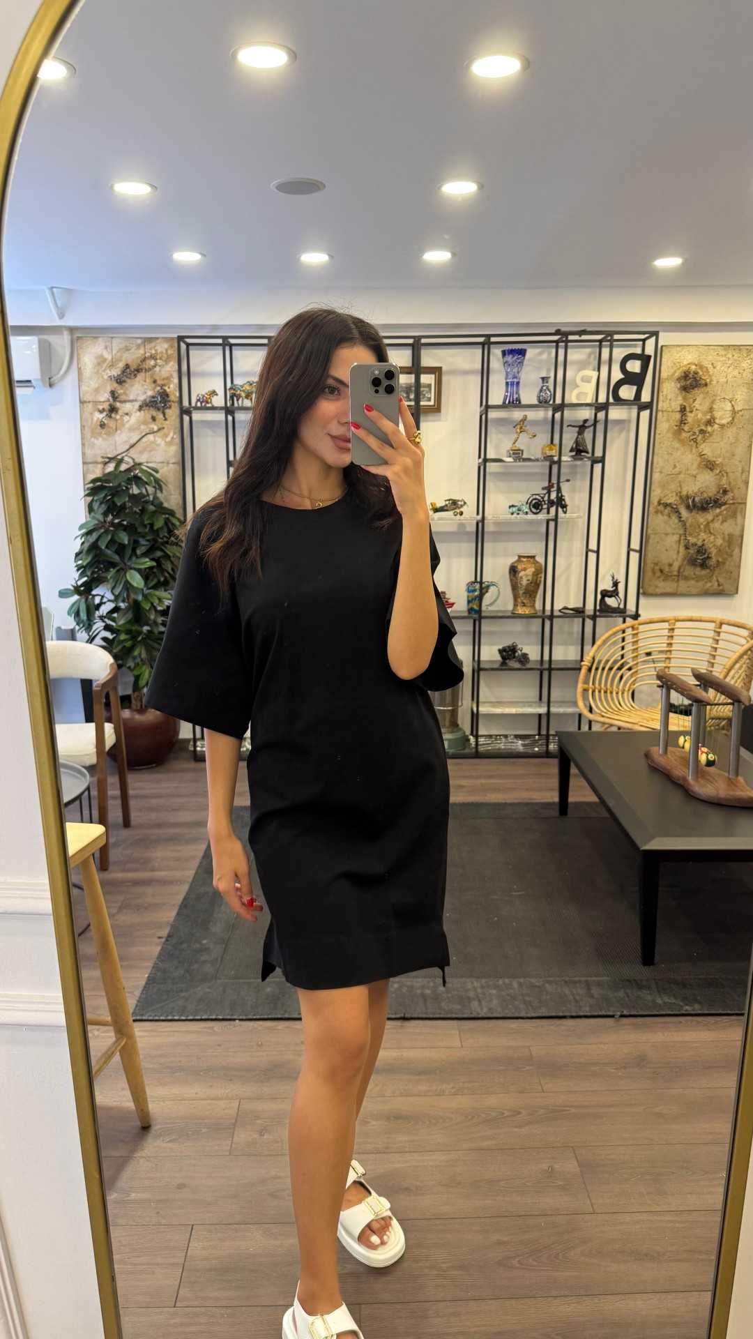 Bisiklet Yaka Basic Elbise - Siyah