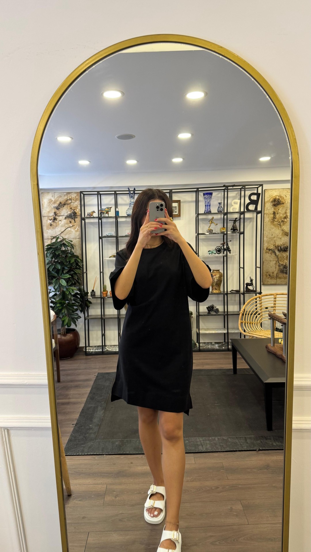 Bisiklet Yaka Basic Elbise - Siyah