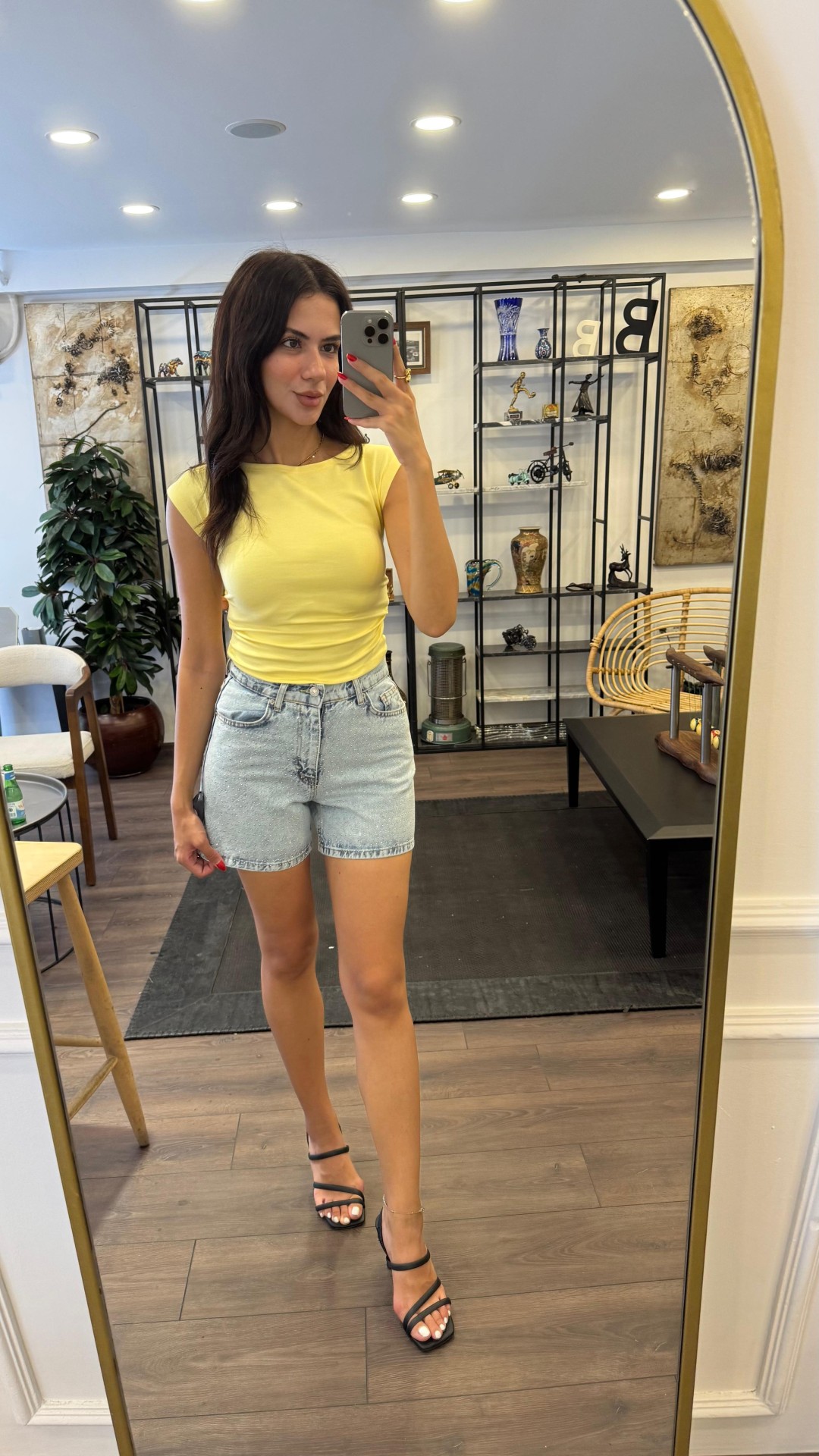 Yandan Büzgülü Basic T-shirt - Limon Sarısı