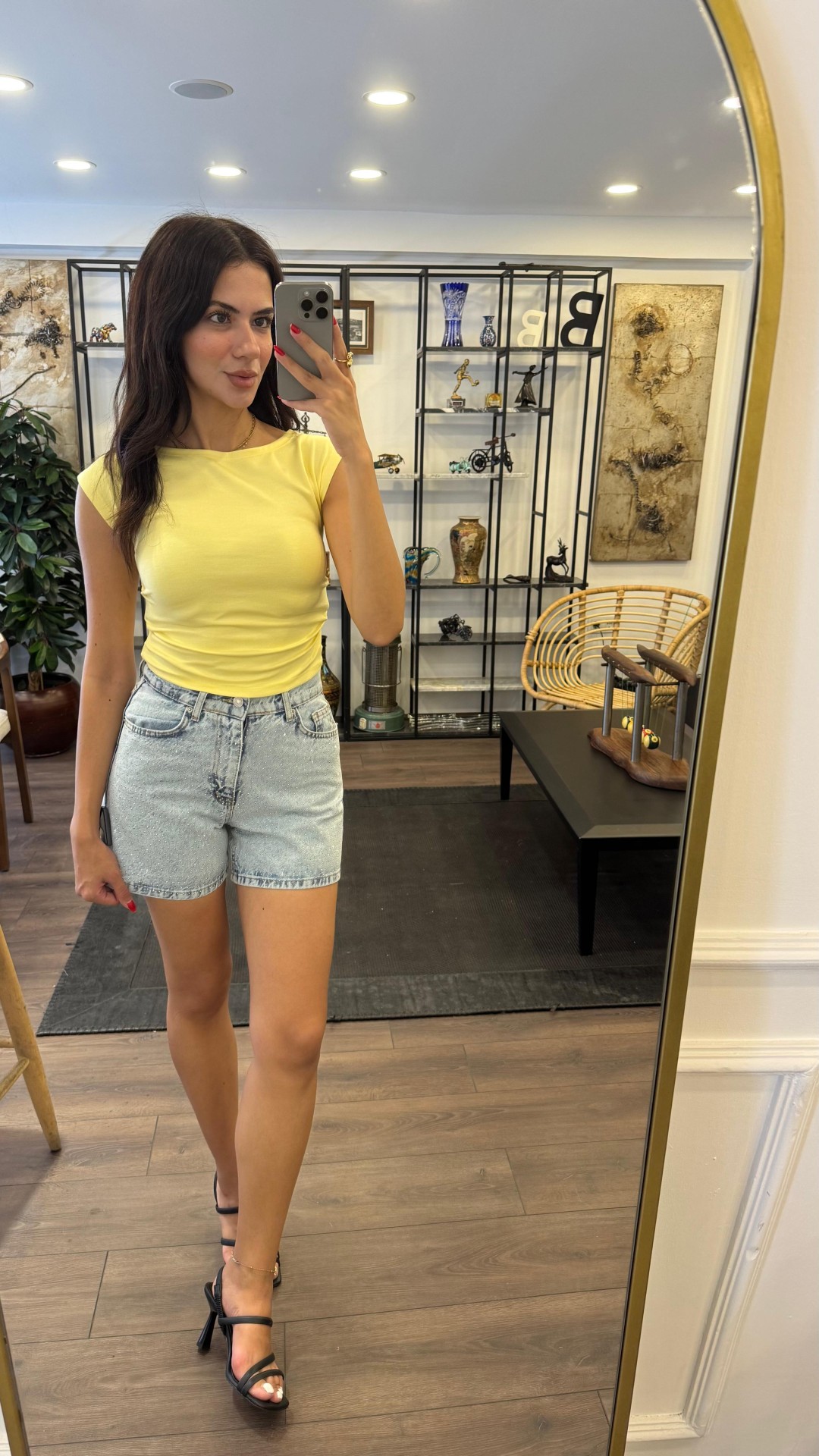 Yandan Büzgülü Basic T-shirt - Limon Sarısı