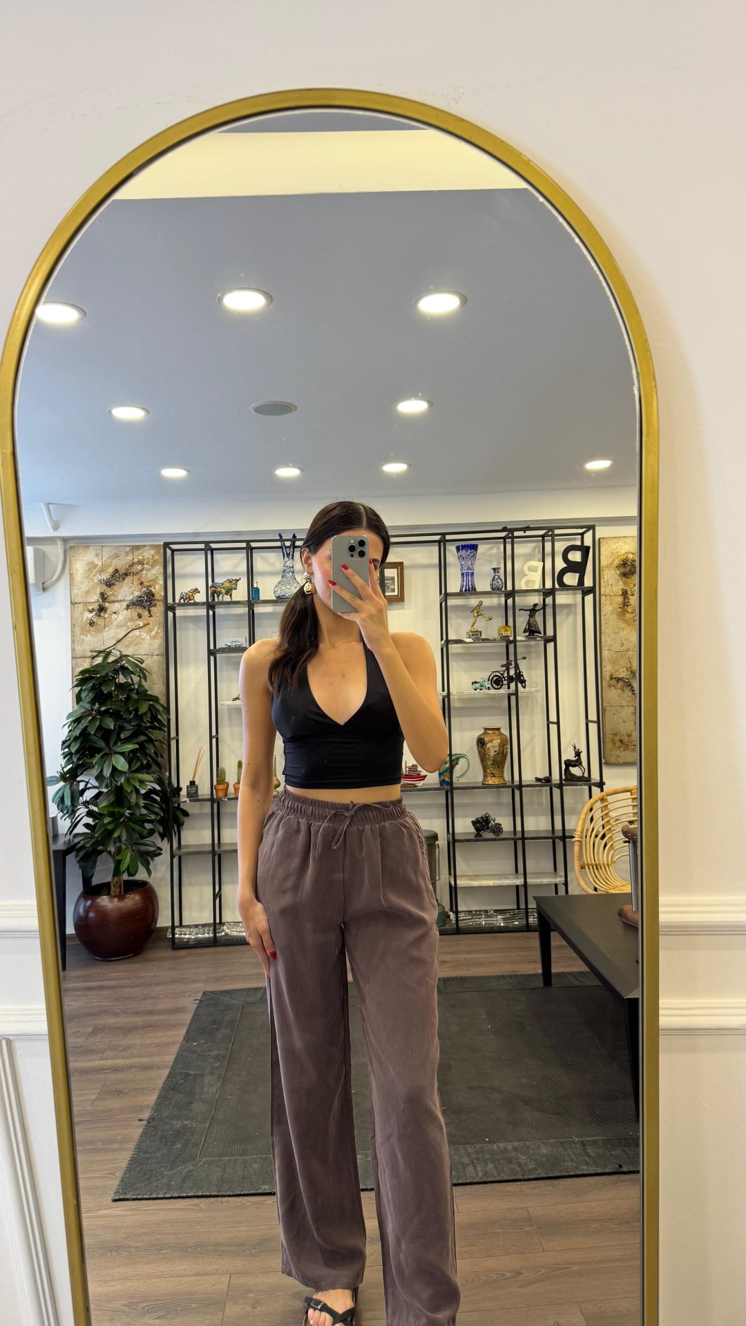 Boyundan Geçmeli Crop - Siyah