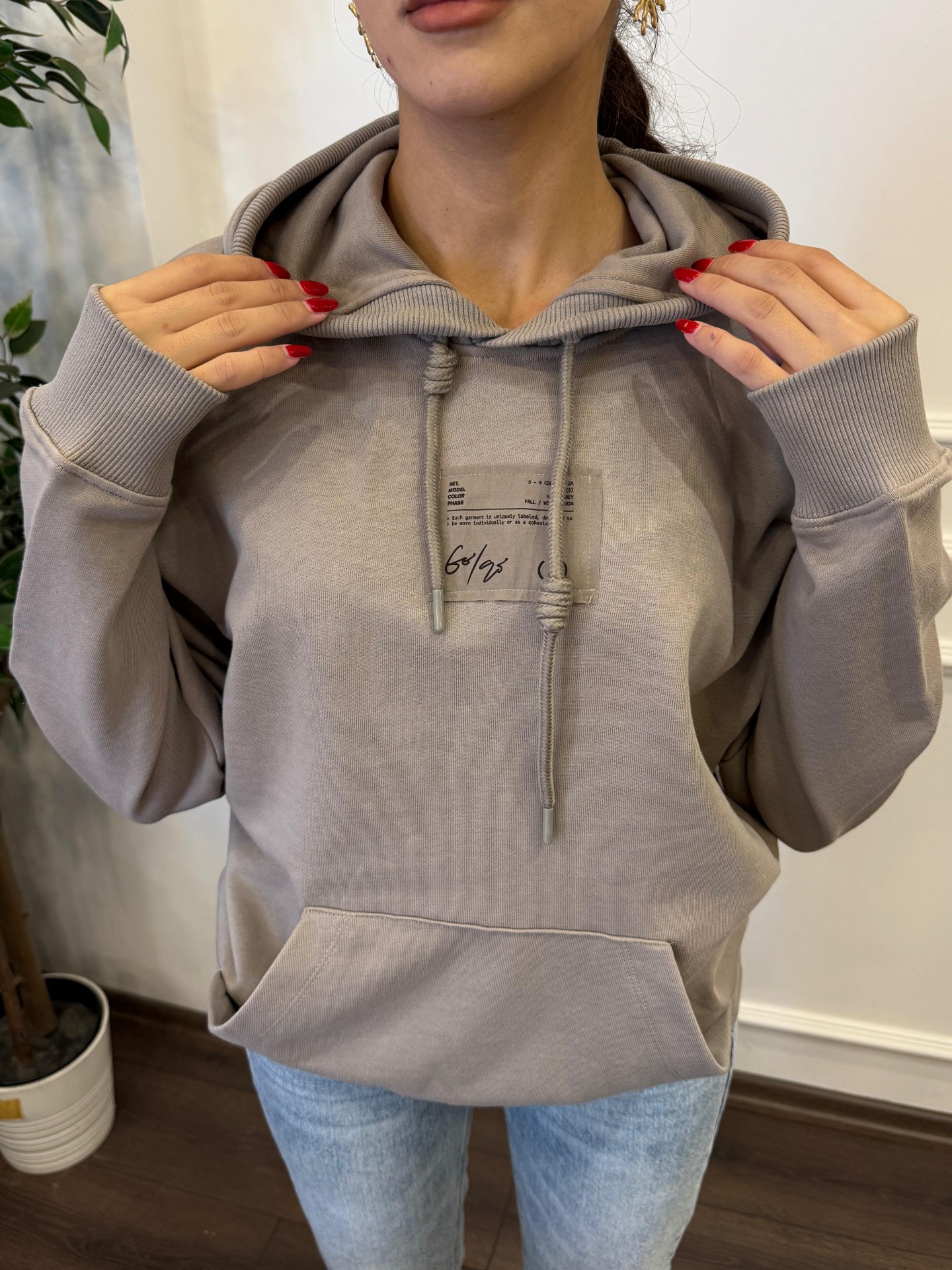 Kapüşonlu Sweatshirt - Vizon