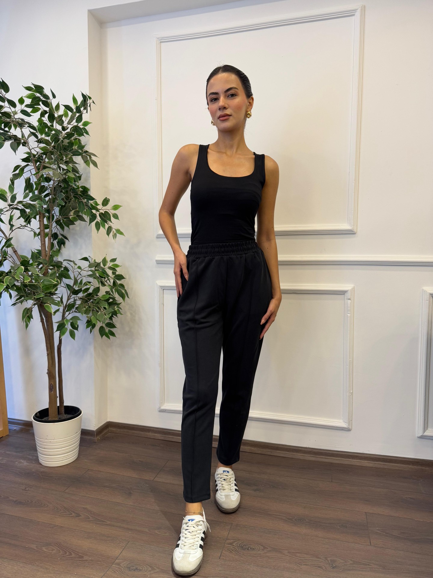 Oysho Kumaş Rahat Kalıp Eşofman Altı - Siyah